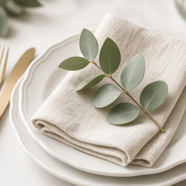 Ivory cloth napkins styled for a wedding table