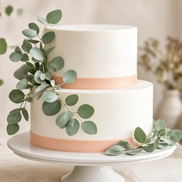 Peach cake topper & flowers styled for a wedding table