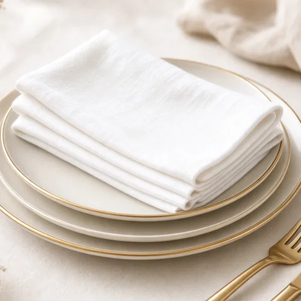 White cloth napkins styled for a wedding table